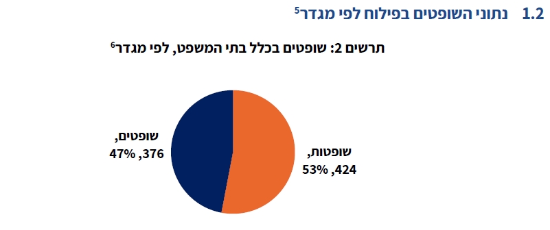 תרשים 2 פילוח השופטים לפי המין 53% שופטות 47% שופטים 2023
