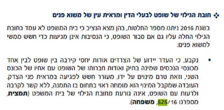 תמצית נתלש על יהורם שקד שלא גילה את חברותו לכונס תלונה 625-16 מוצדקת