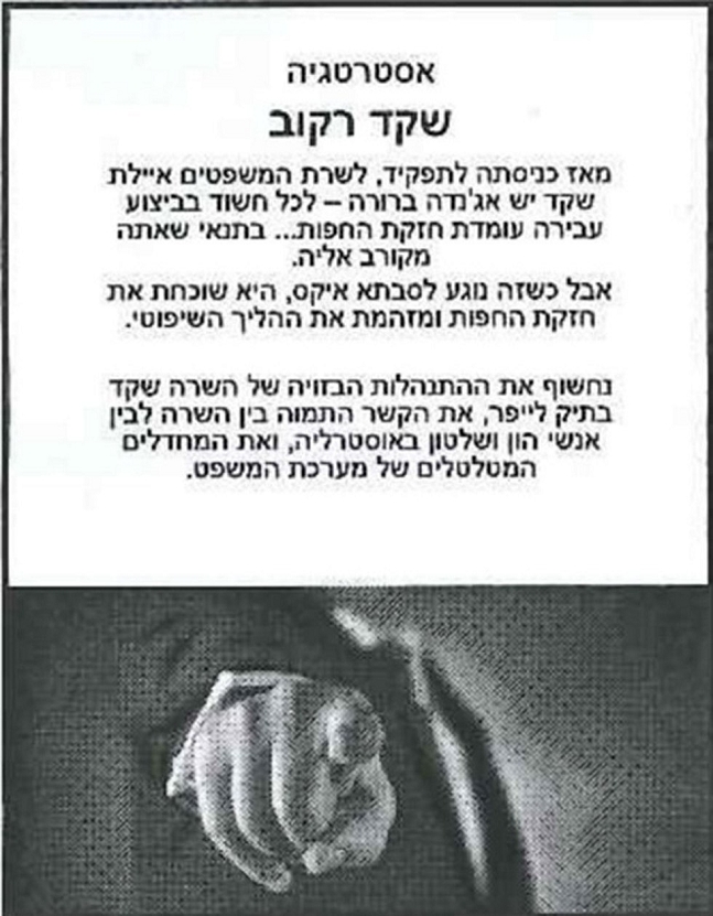 רונן צור תכנית אסטרטגיה להכפיש את איילת שקד בפרשת מלכה לייפר